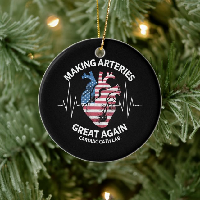 Making Arteries Great Again Cardiac Cath Lab  Ceramic Ornament (Tree)