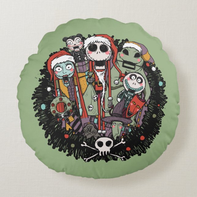 Making Christmas Fright Nutcrackers Round Pillow (Front)