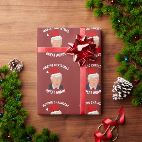 MAKING CHRISTMAS GREAT TRUMP CHRISTMAS WRAPPING PAPER