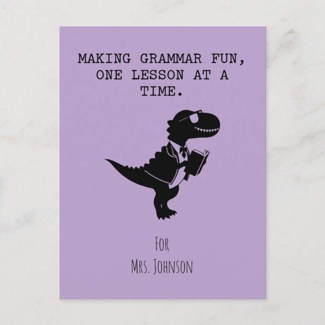Making Grammar Fun One Lesson At A Time Postcard (Front)