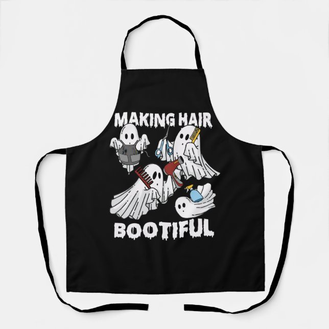 Making Hair Bootiful Funny Scary Ghost Hairdresser Apron (Front)
