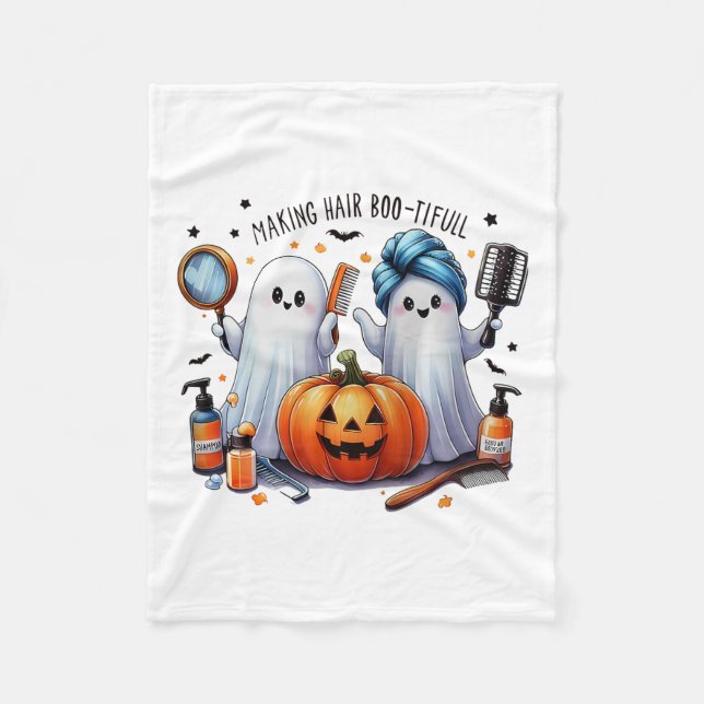 Making Hair Bootiful Halloween Hair Stylist Ghost  Fleece Blanket (Front)