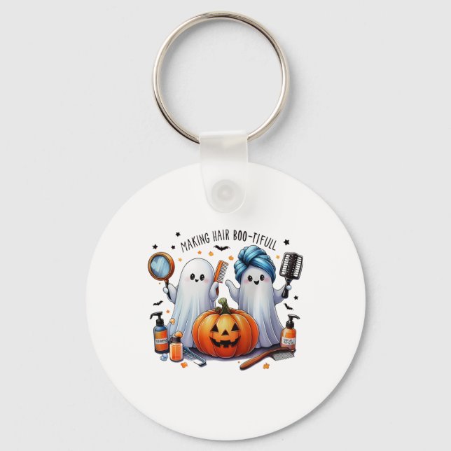 Making Hair Bootiful Halloween Hair Stylist Ghost  Keychain (Front)