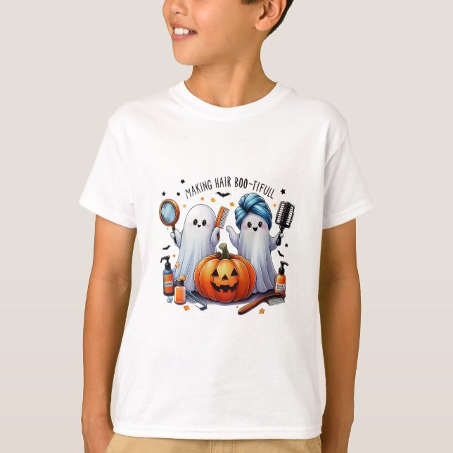Making Hair Bootiful Halloween Hair Stylist Ghost  T-Shirt (Front)