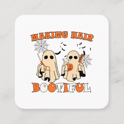 Making Hair Funny Ghost Hairdresser Halloween  Square Business Card