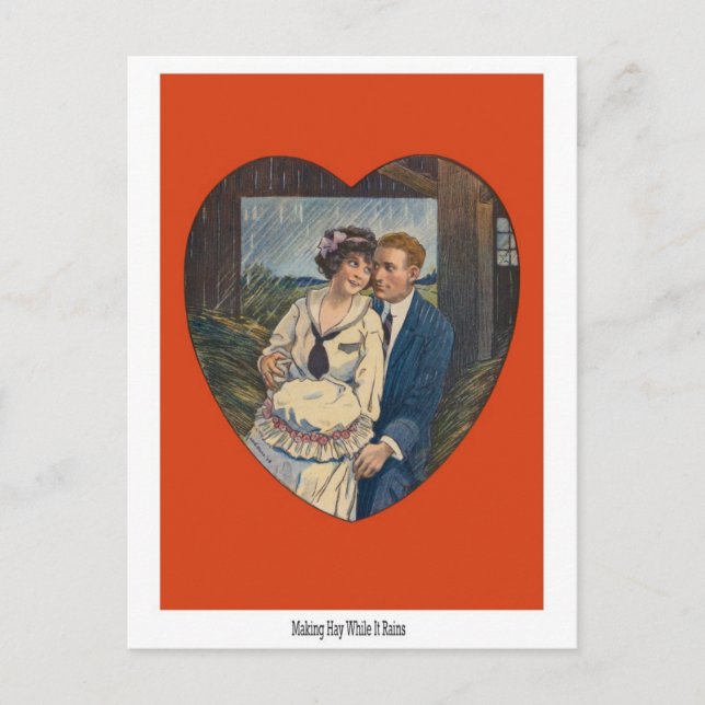 Making Hay In The Rain Vintage Valentine Card (Front)