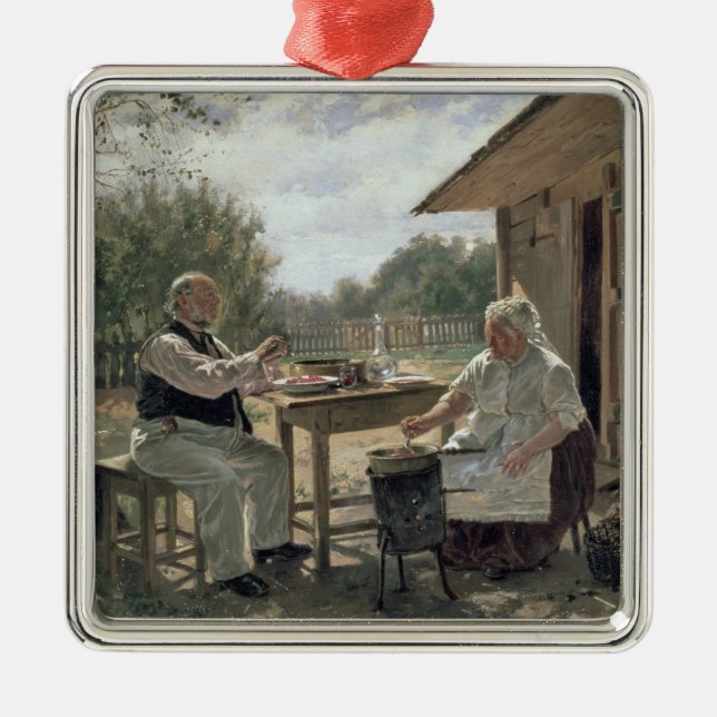 Making Jam, 1876 Metal Ornament (Front)