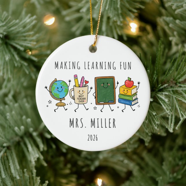 Making Learning Fun Personalized Teacher  Ceramic Ornament (Tree)