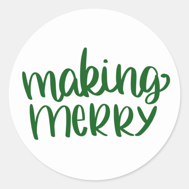 Making Merry Green Round Sticker (Front)