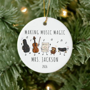 Making Music Magic Personalized Teacher  Ceramic Ornament