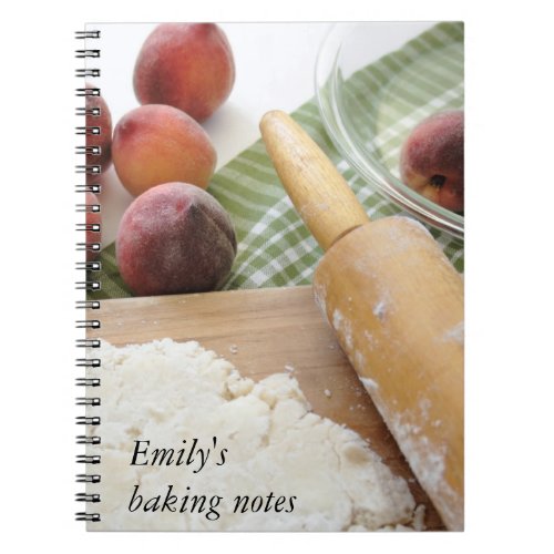 making peach pie baking notebook