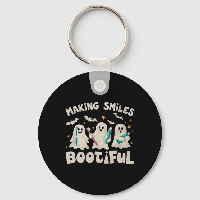 Making Smiles Bootiful Halloween Funny Ghost Denti Keychain (Front)