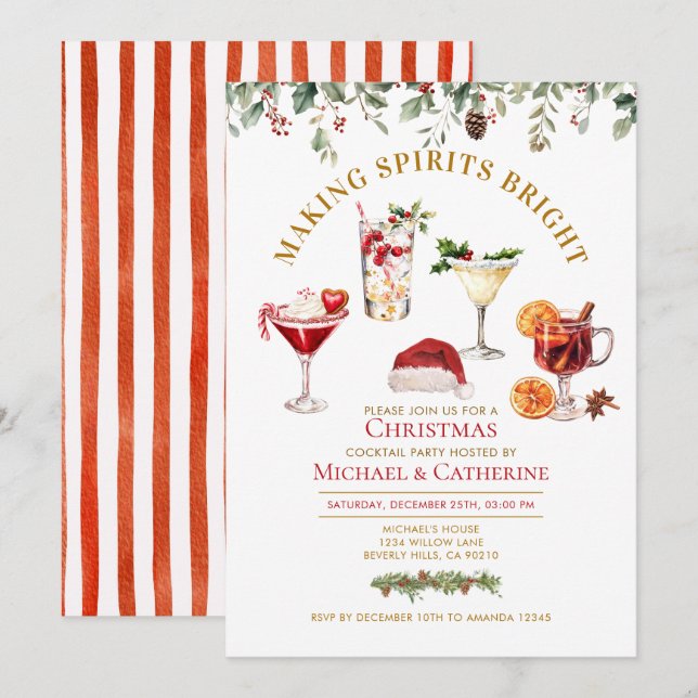 Making Spirit Bright Christmas Holiday Party Invitation (Front/Back)