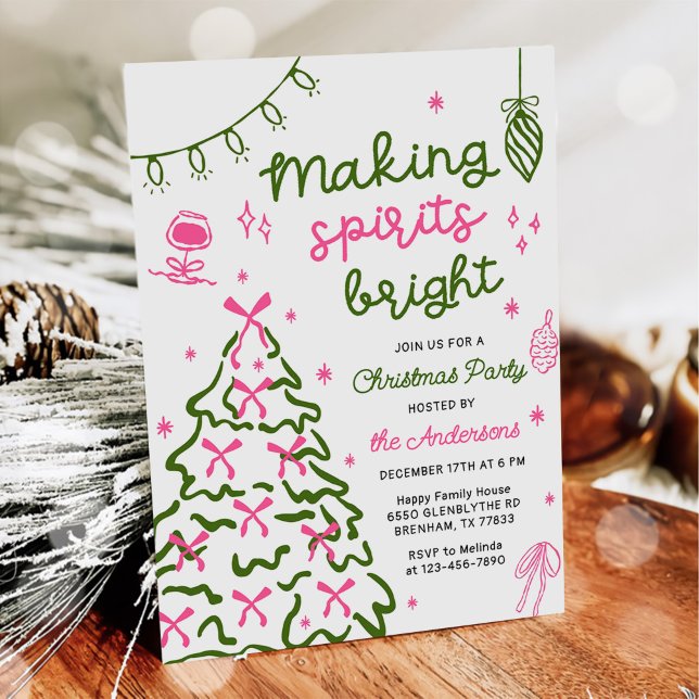 Making Spirit Bright Hand Drawn Christmas Party Invitation (Creator Uploaded)