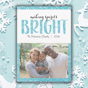 Making Spirits Bright Blue Christmas Flat Card