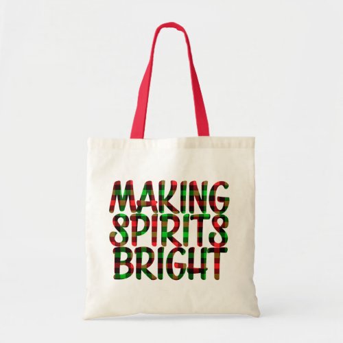 Making Spirits Bright Buffalo Plaid Christmas Tote Bag