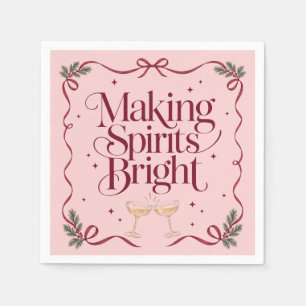 Making Spirits Bright Burgundy Bow Holiday Party Napkins