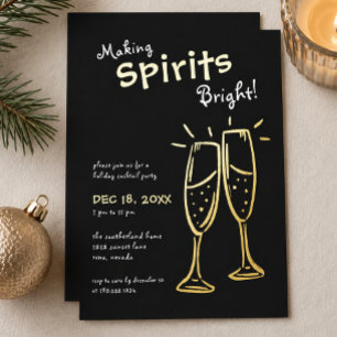 Making Spirits Bright Champagne Christmas Party Foil Invitation