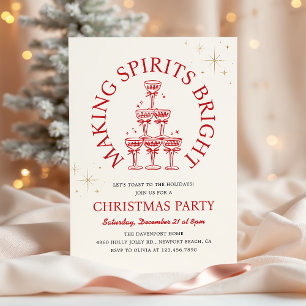 Making Spirits Bright Champagne Christmas Party Invitation
