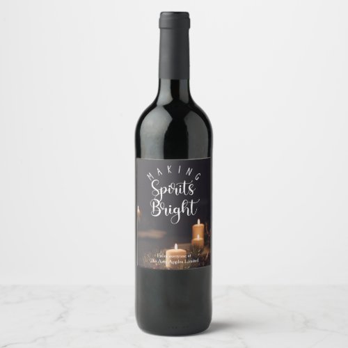 making spirits bright Christmas business marketing Wine Label