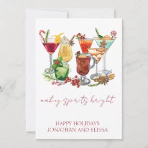 Making Spirits Bright Christmas Cocktail Holiday Card