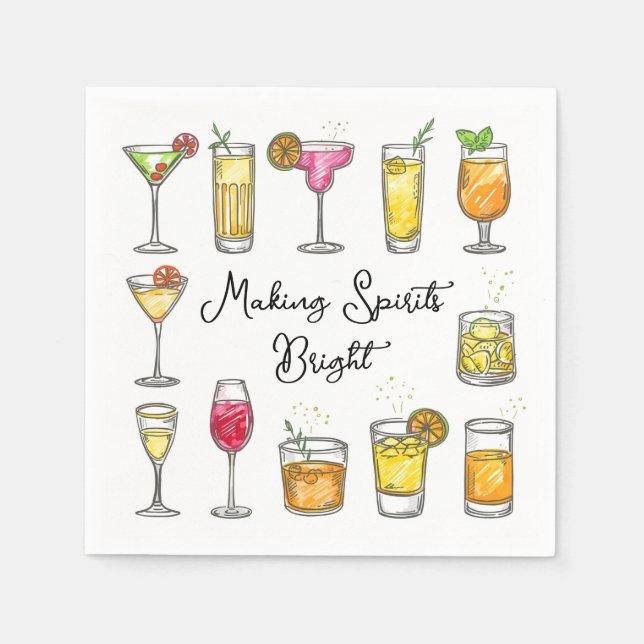 Making Spirits Bright Christmas Cocktail Napkins (Front)