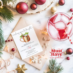 Making Spirits Bright Christmas Cocktail Party Holiday Card