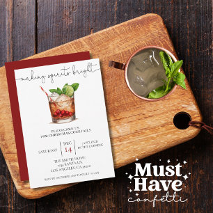 Making Spirits Bright Christmas Cocktail Party Holiday Card