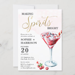 Making Spirits Bright Christmas Cocktail Party Inv Invitation