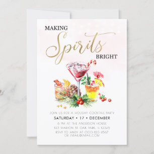 Making Spirits Bright Christmas Cocktail Party Invitation