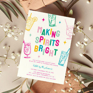 Making Spirits Bright Christmas Cocktail Party Invitation