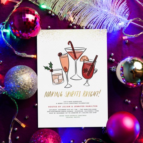 Making Spirits Bright  Christmas Cocktail Party Invitation