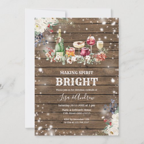 Making Spirits Bright Christmas Cocktail Party  Invitation