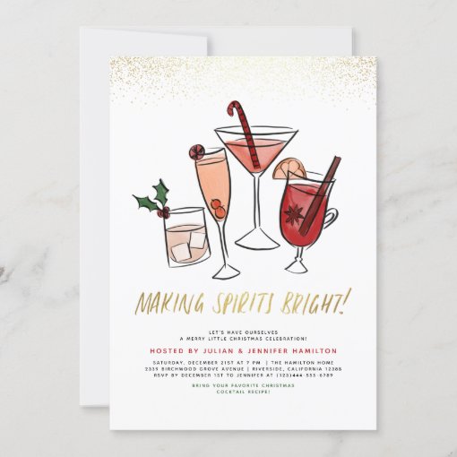 Making Spirits Bright | Christmas Cocktail Party Invitation | Zazzle