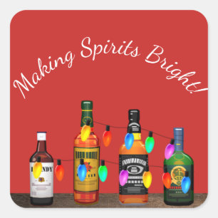 Making Spirits Bright Christmas Cocktails Square Sticker