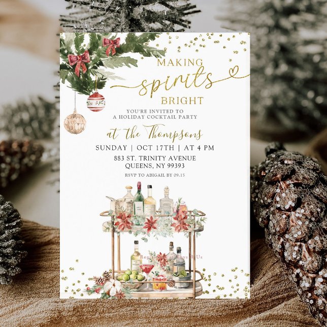 Making Spirits Bright Christmas Holiday Party Invitation (Creator Uploaded)