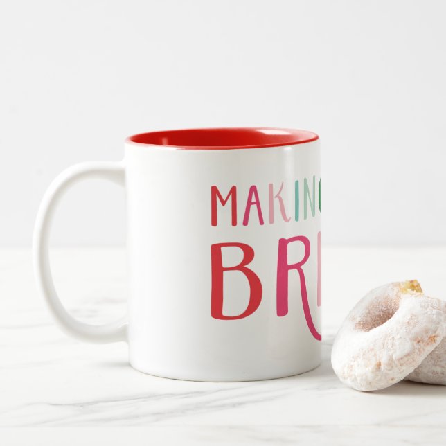 Making Spirits Bright Christmas Holiday Two-Tone Coffee Mug (With Donut)