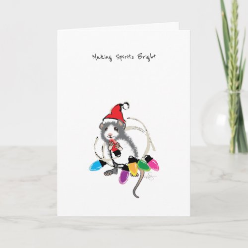 Making Spirits Bright Christmas Mouse Holiday Card