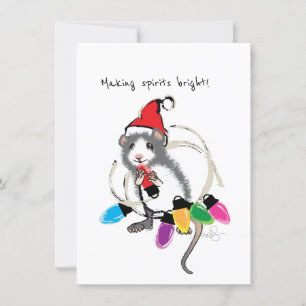 Making Spirits Bright Christmas Mouse Invitation