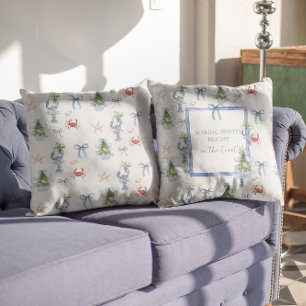 Making Spirits Bright Coastal Christmas Throw Pillow