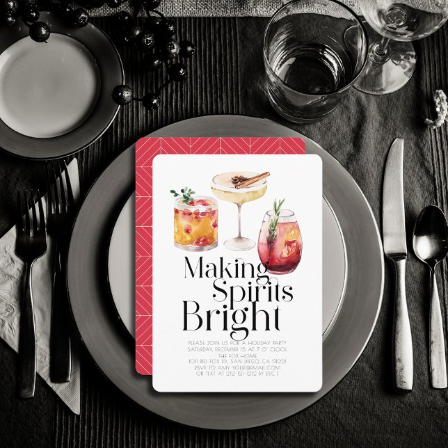 Making Spirits Bright Cocktail Christmas Party  Invitation (Creator Uploaded)