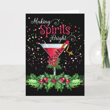 Making Spirits Bright Cocktail Holiday Card by SalonOfArt at Zazzle