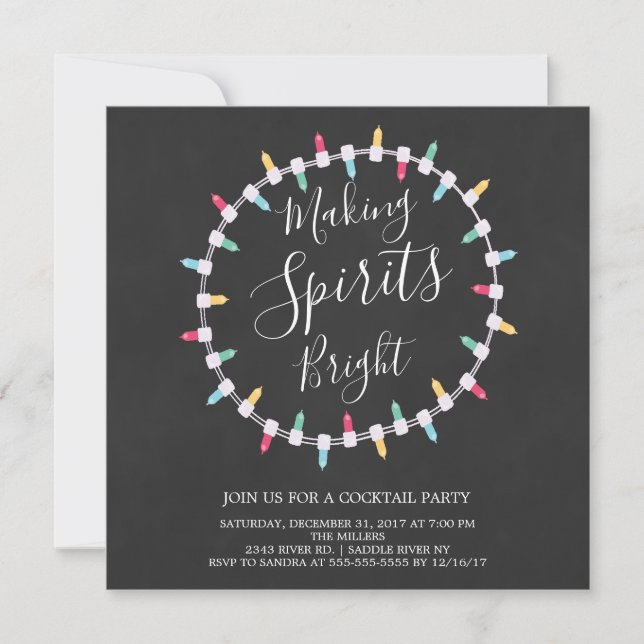 Making Spirits Bright Cocktail Party Invitation (Front)