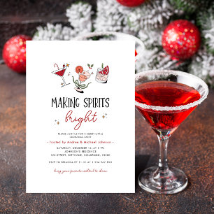 Making Spirits Bright Cocktails Christmas Party Invitation
