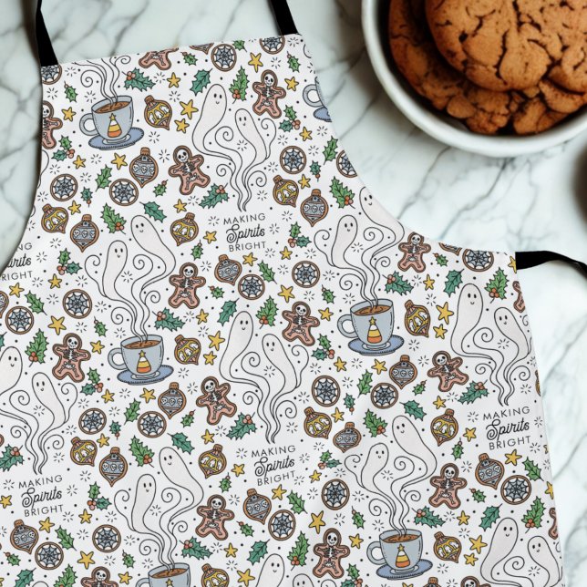 Making Spirits Bright Coffee Ghosts Holiday Apron (Creator Uploaded)
