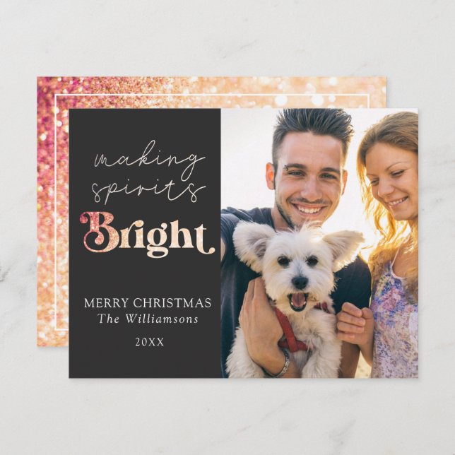 Making Spirits Bright Custom Photo Christmas  Note Card (Front/Back)