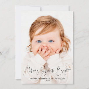 Making Spirits Bright Cute 2 Photo Christmas Card
