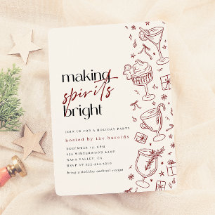 Making Spirits Bright Doodle Christmas Party Invitation