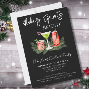 Making Spirits Bright Elegant Christmas Cocktails Invitation