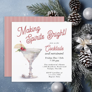 Making Spirits Bright Elegant Holiday Cocktails Invitation